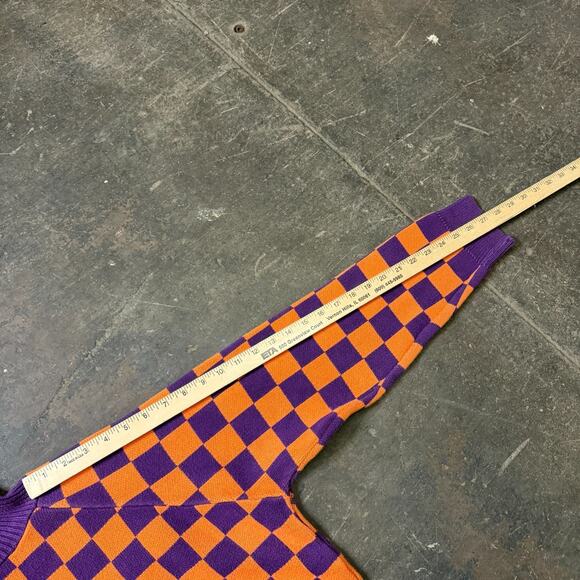 MINGA LONDON Turtleneck Checkered Sweater Cropped M/L Womens Knit Pullover - Picture 5 of 8